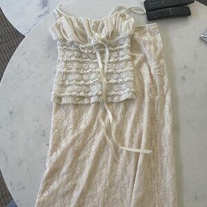 princess polly top and skirt cream colored